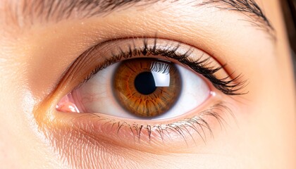 Fototapeta premium Close-up of a Human Eye with Natural Light Reflection