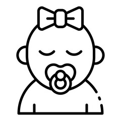 baby girl outline icon for infant figure in early child care