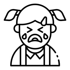 crying girl outline icon for emotional toddler in care zone
