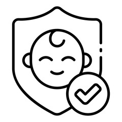 safety outline icon for protection and child care assurance