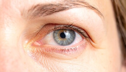 Close-up of a Human Eye with Natural Light Reflection