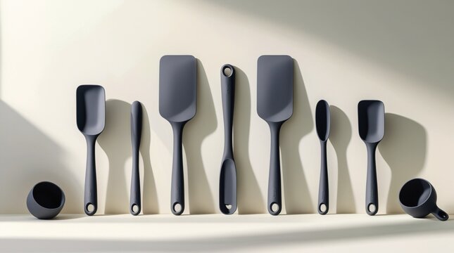 set of kitchen utensils. sets of silicon spatula.