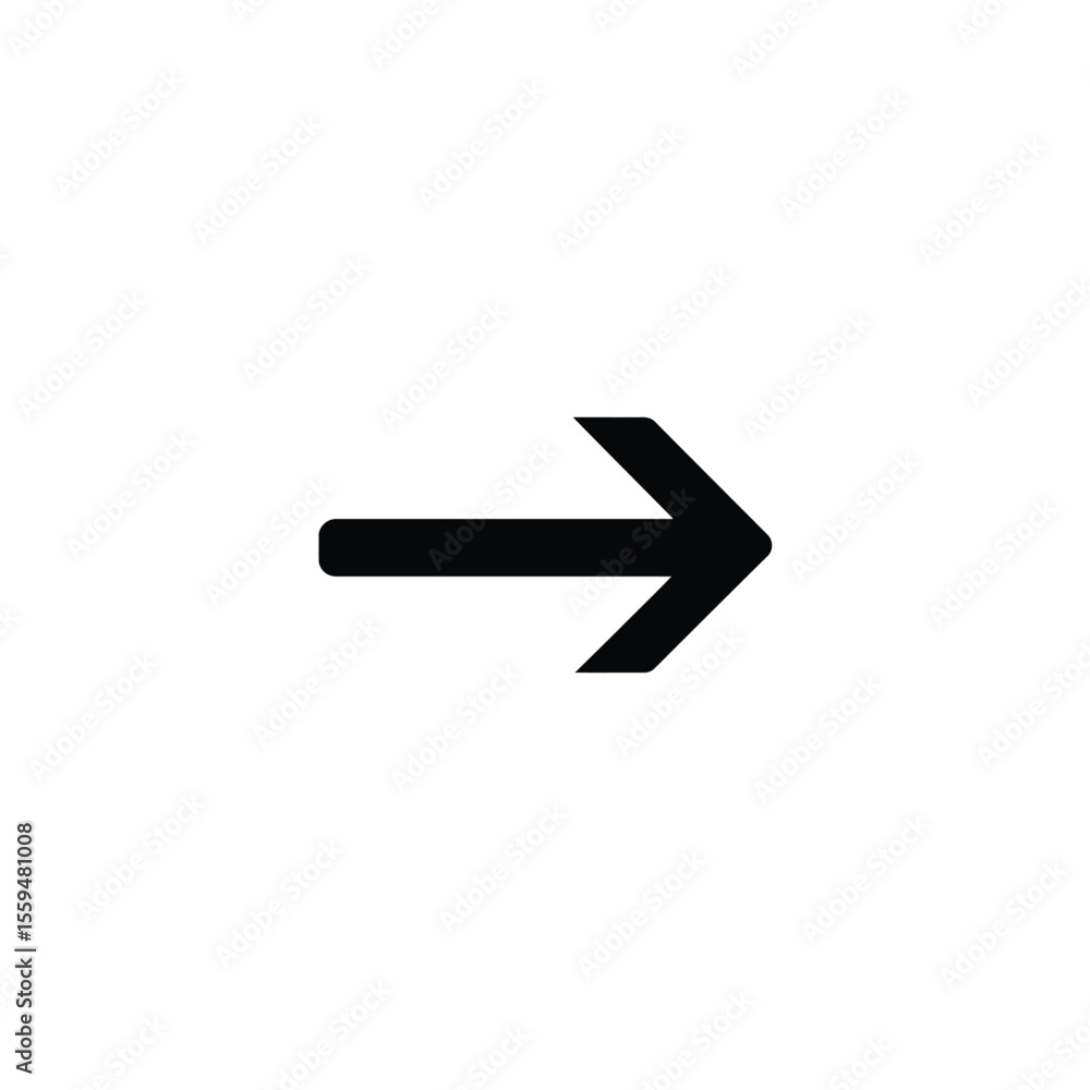 Poster isolated black arrow pointing right on a clean transparent background design