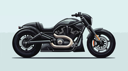 Sleek Black Motorcycle Icon Flat Vector Illustration