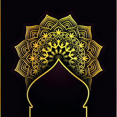Decorative golden mandala background with intricate pattern for elegant traditional art concept
