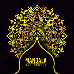 Decorative golden mandala background with intricate pattern for elegant traditional art concept
