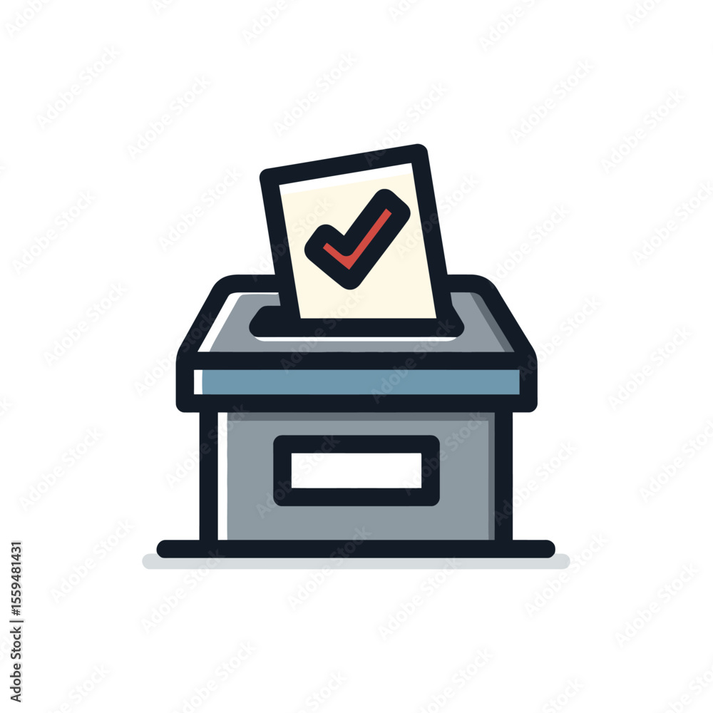 Poster isolated voting box with check mark paper on transparent background
