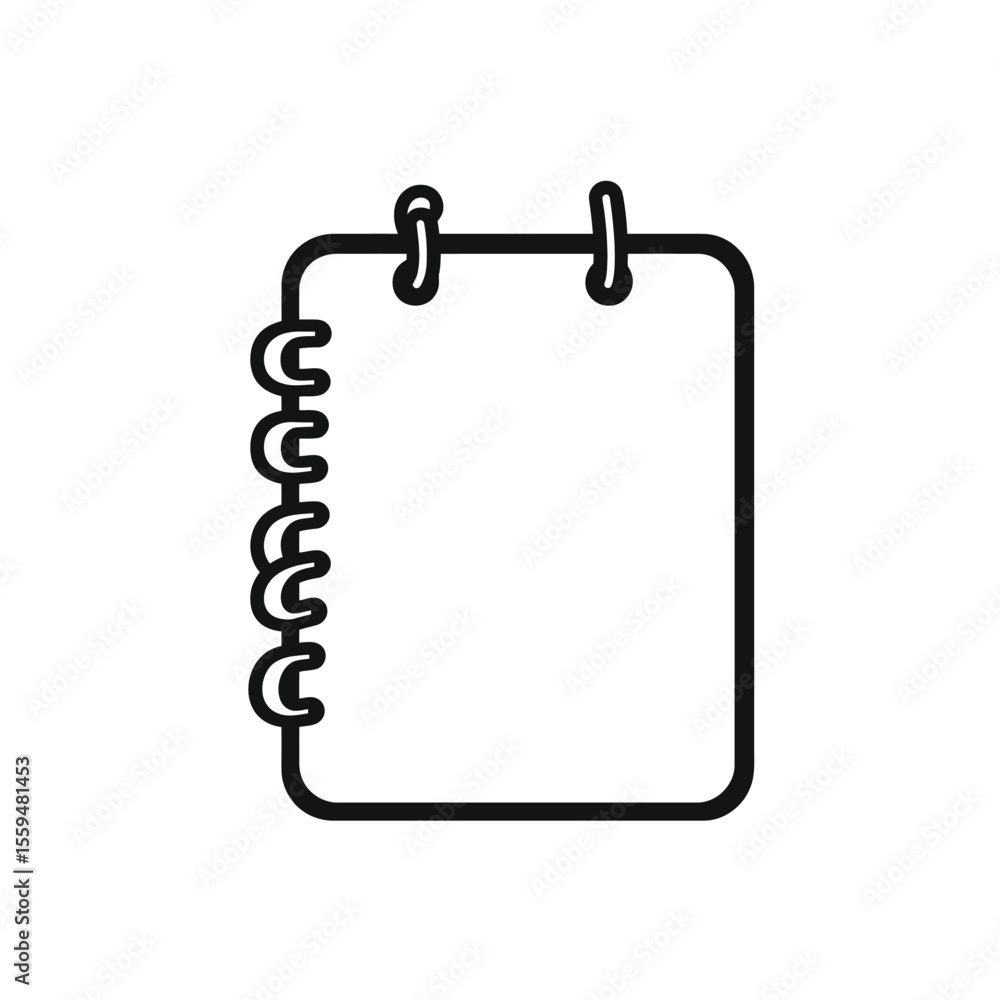 Poster isolated wire bound notebook with transparent background and black outline