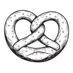 A detailed illustration of a traditional german pretzel with a vintage art style and a striking silhouette suitable for various applications.