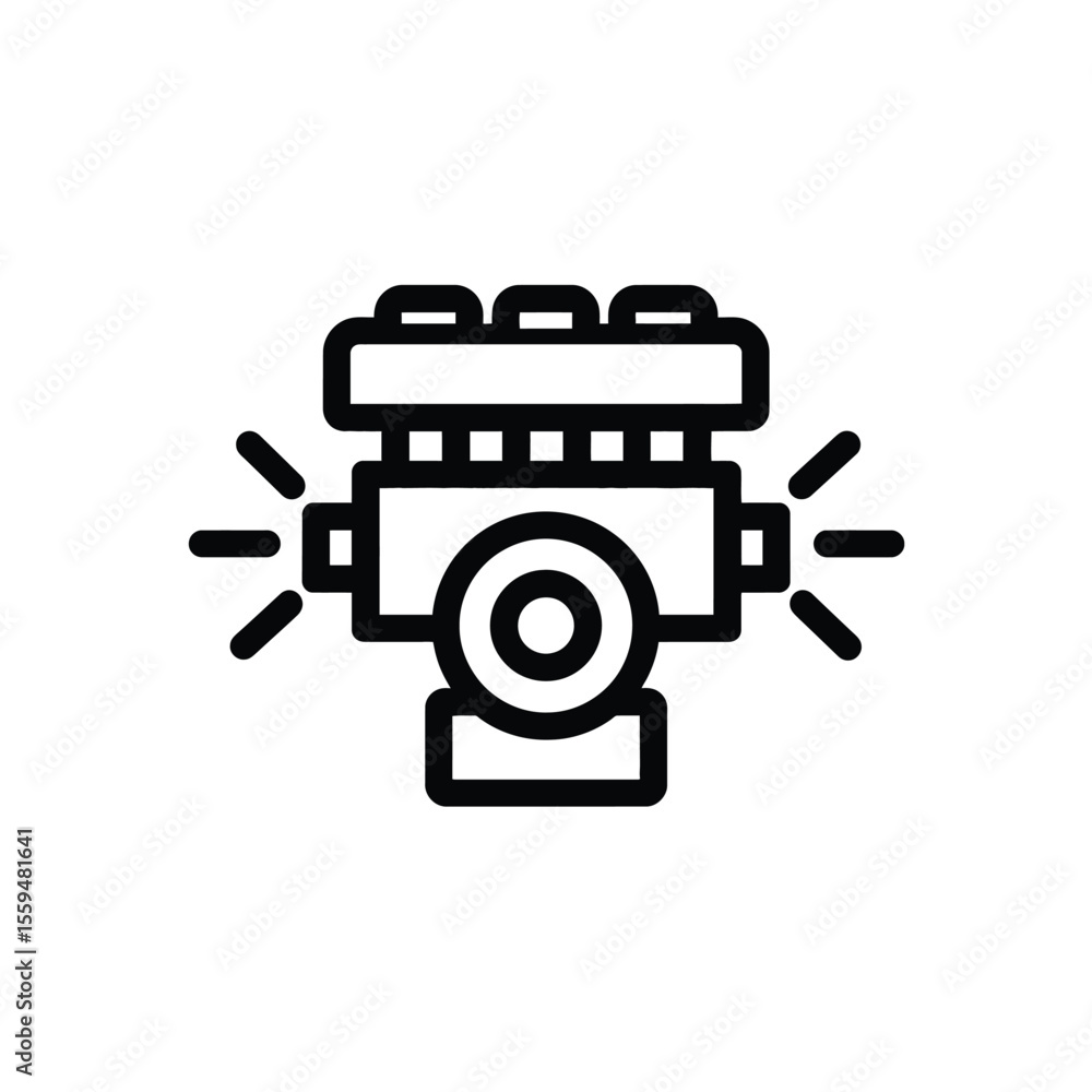 Poster line art of automobile engine block on a transparent background design