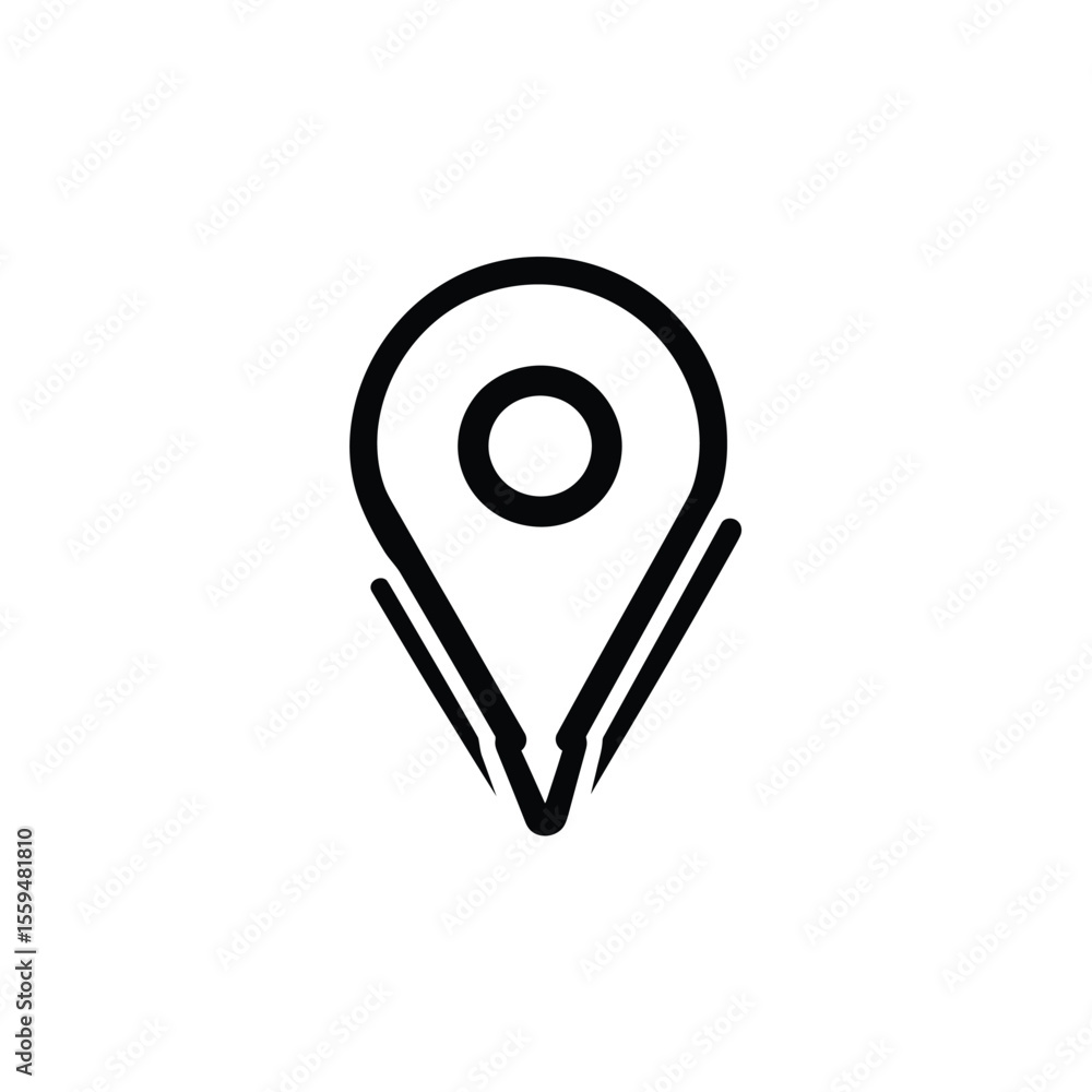 Poster location pointer outline, destination symbol with transparent background