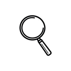 Magnifying Glass Icon in Black Outline on Transparent Background. Isolated