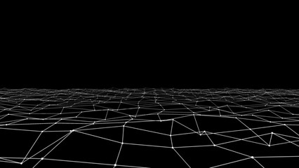 Abstract Network of Lines and Dots on a Black Background