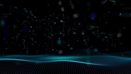 Abstract Digital Background with Particles and Wave Patterns