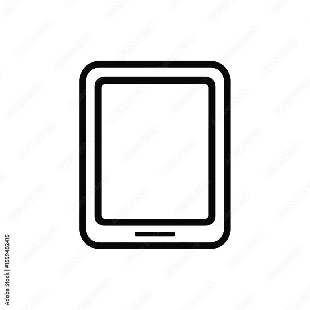 Poster minimalist tablet icon with rounded edges on transparent background