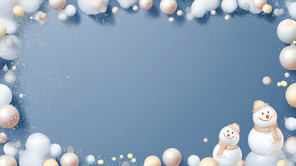 Cute Snowman and Pearl Illustration Frame Background Wallpaper