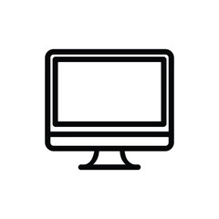 Modern Computer Monitor Outline Icon with Transparent Background for UI Design