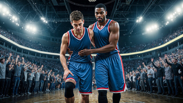 Injured Basketball Player Limping off the Court