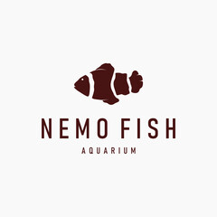 clown fish logo design with minimalist concept ocean aquarium fish nemo ornamental templet icon illustration symbol