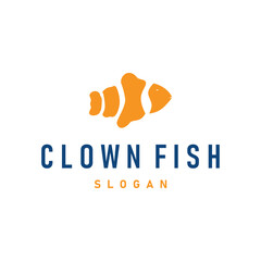 clown fish logo design with minimalist concept ocean aquarium fish nemo ornamental templet icon illustration symbol