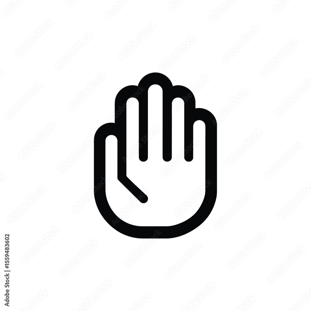 Aufkleber outlined hand with palm facing forward on a transparent background symbol