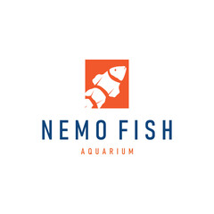clown fish logo design with minimalist concept ocean aquarium fish nemo ornamental templet icon illustration symbol