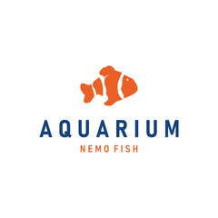 clown fish logo design with minimalist concept ocean aquarium fish nemo ornamental templet icon illustration symbol