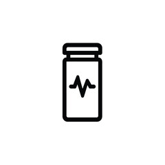 Obraz premium Outlined Medicine Bottle Icon with a Heartbeat Symbol on Transparent Background
