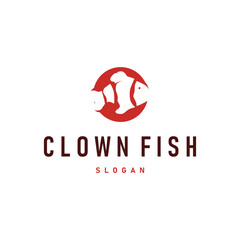 clown fish logo design with minimalist concept ocean aquarium fish nemo ornamental templet icon illustration symbol