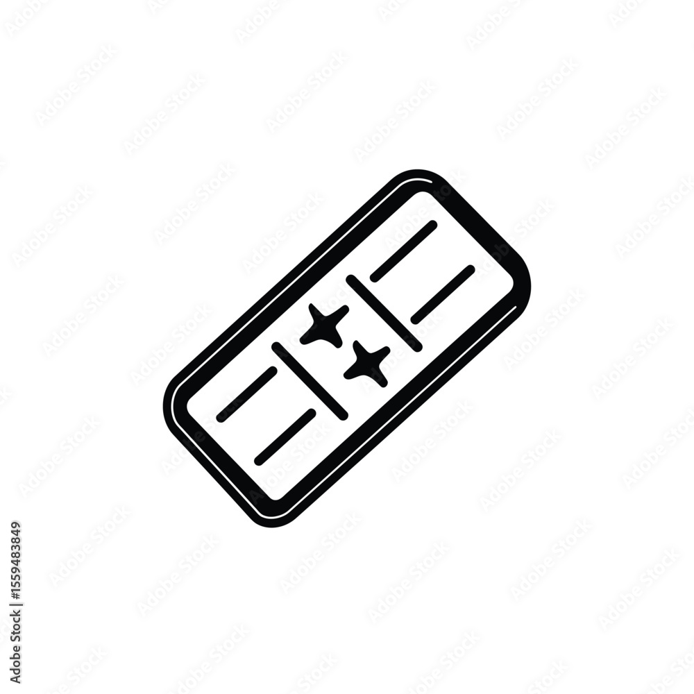 Poster patita design isolated black rounded rectangle with stars and lines on white background
