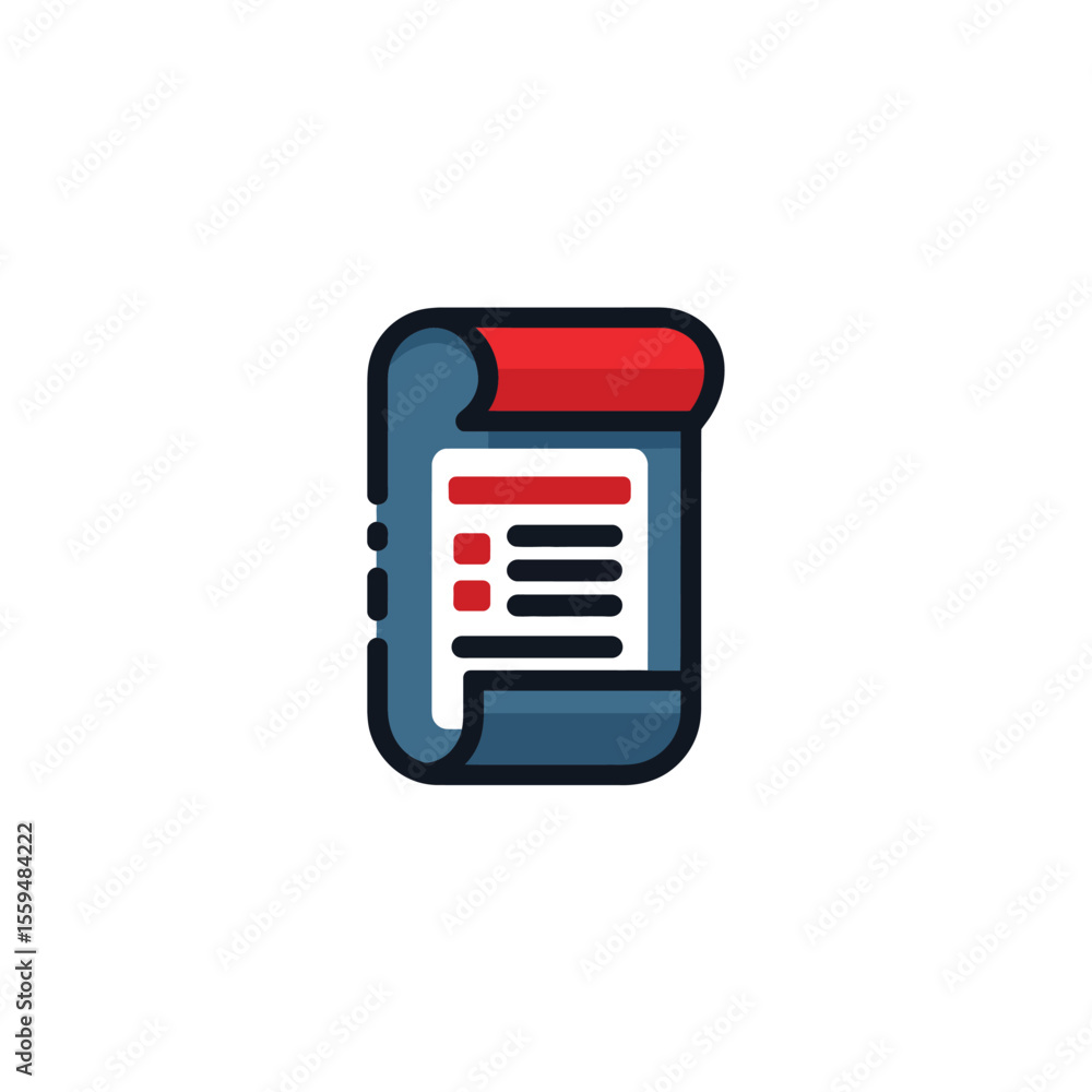 Poster red and blue todo list notepad icon illustration with three items listed