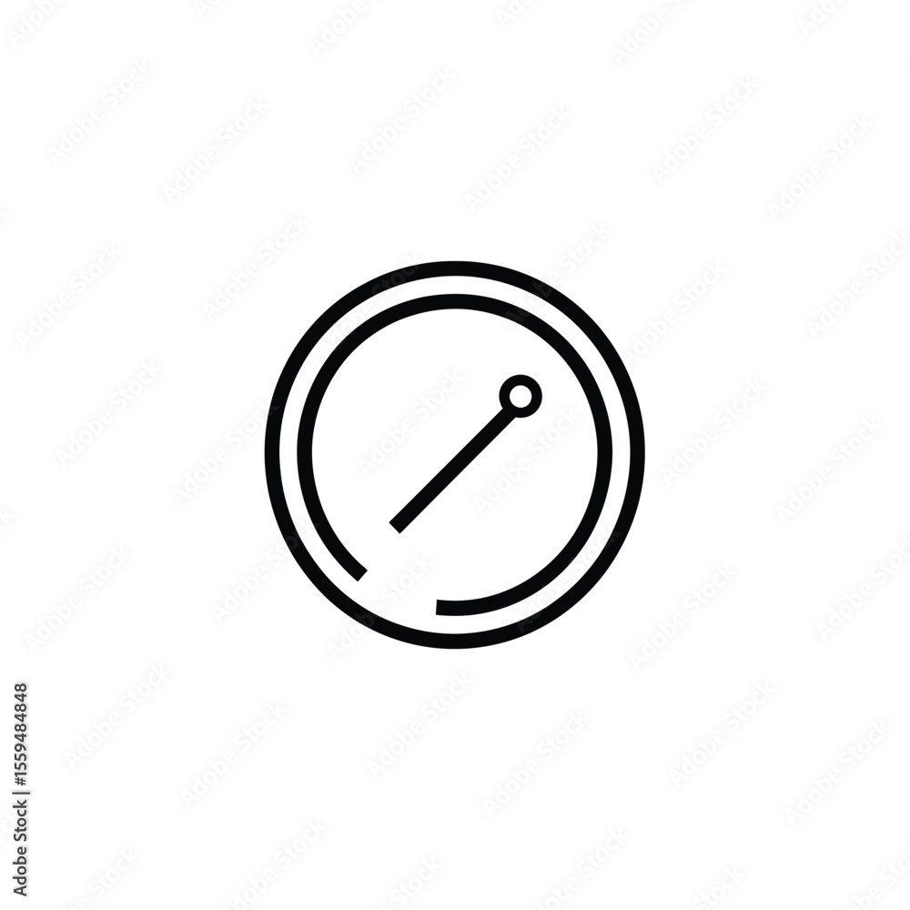 Poster round timepiece outline with transparent background minimalist design style icon