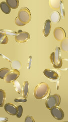 Blenderで作られた降りそそぐコインの3D