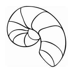 Black and white nautilus shell outline on white background