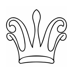 Black Outline Crown Illustration on White Background 1