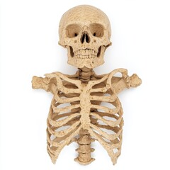 Beige Human Skeleton Model on White Background