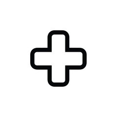 Fototapeta premium Simple Black Medical Cross Outline Against a White Background Symbol