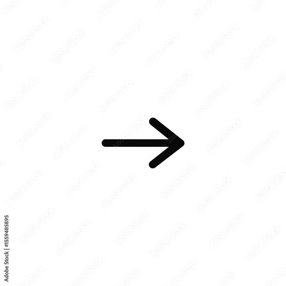 Poster simple black right arrow icon on transparent background for web design projects