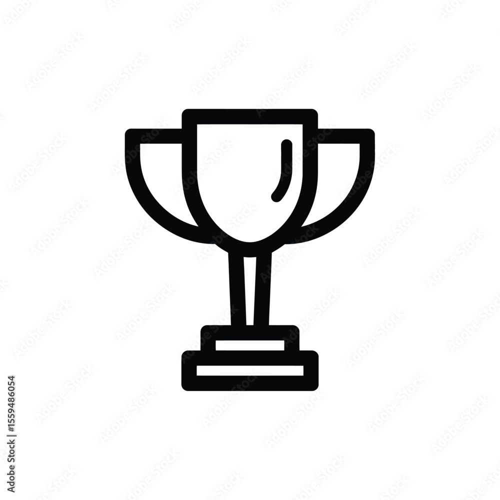 Poster simple champion trophy with handles and base on transparent background