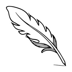 Obraz premium Black and white feather illustration on white background