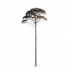Fototapeta premium Tall Slender Tree on White Background