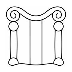 Black and white stylized illustration of a classical architectural column