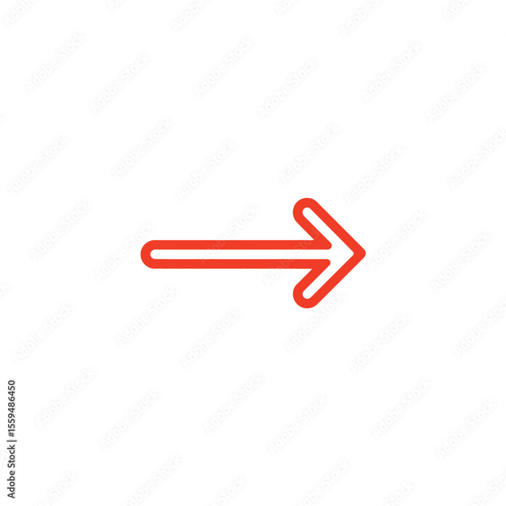 Aufkleber simple red arrow icon pointing right direction with transparent background