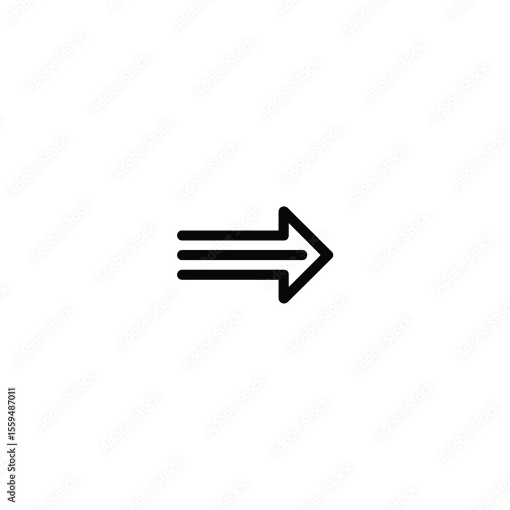 Poster three lined arrow pointing right on transparent background for design