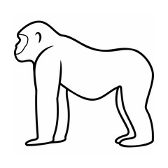 Black and white gorilla outline on white background