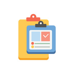 Two Clipboards One Yellow, One Blue, Showing Document Status With a Checkmark Element