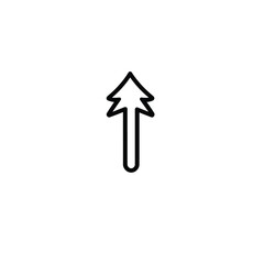 Upward Arrow Outline Icon with Transparent Background, Pointing up, Directional