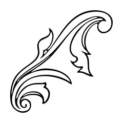 Black Floral Swirl Vector Graphic on White Background