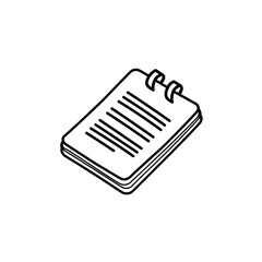 Wirebound Notebook Sketch with Lined Pages on Transparent Background