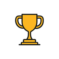 Yellow Award Trophy with Handles Isolated on White Background